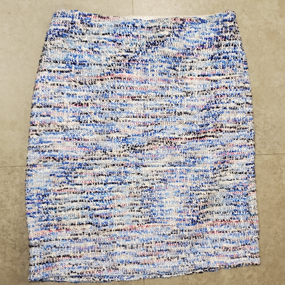 J.McLaughlin Striped Straight Pencil Skirt size 6 Blue Red White Black